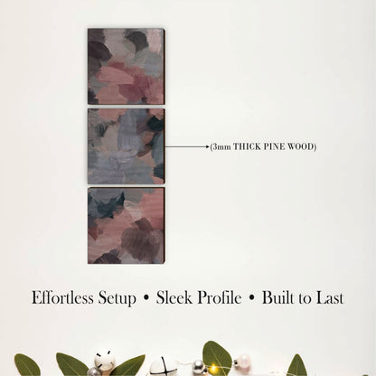 Abstract Neutral Brushstroke Wooden Wall Art