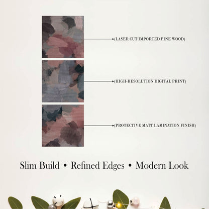 Abstract Neutral Brushstroke Wooden Wall Art