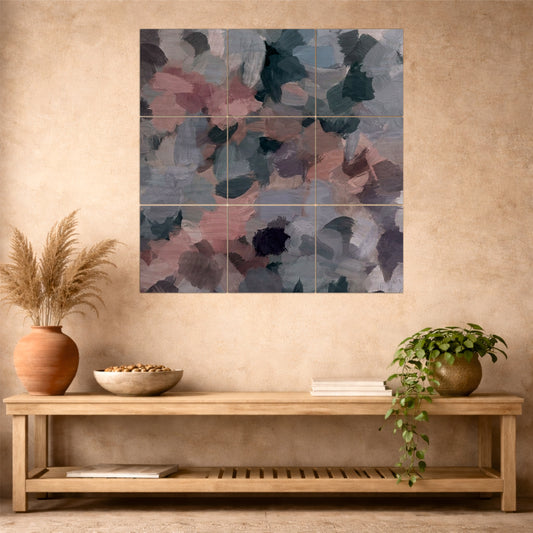 Abstract Neutral Brushstroke Wooden Wall Art