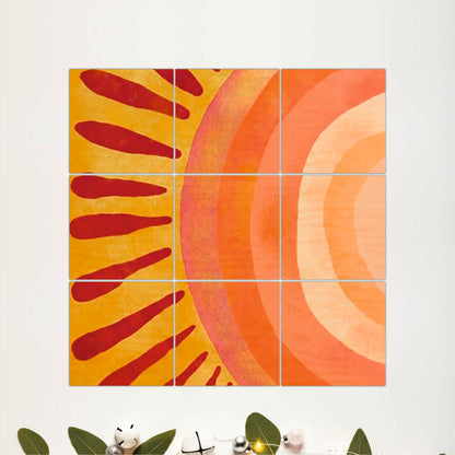 Abstract Retro Sunburst Wooden Wall Art