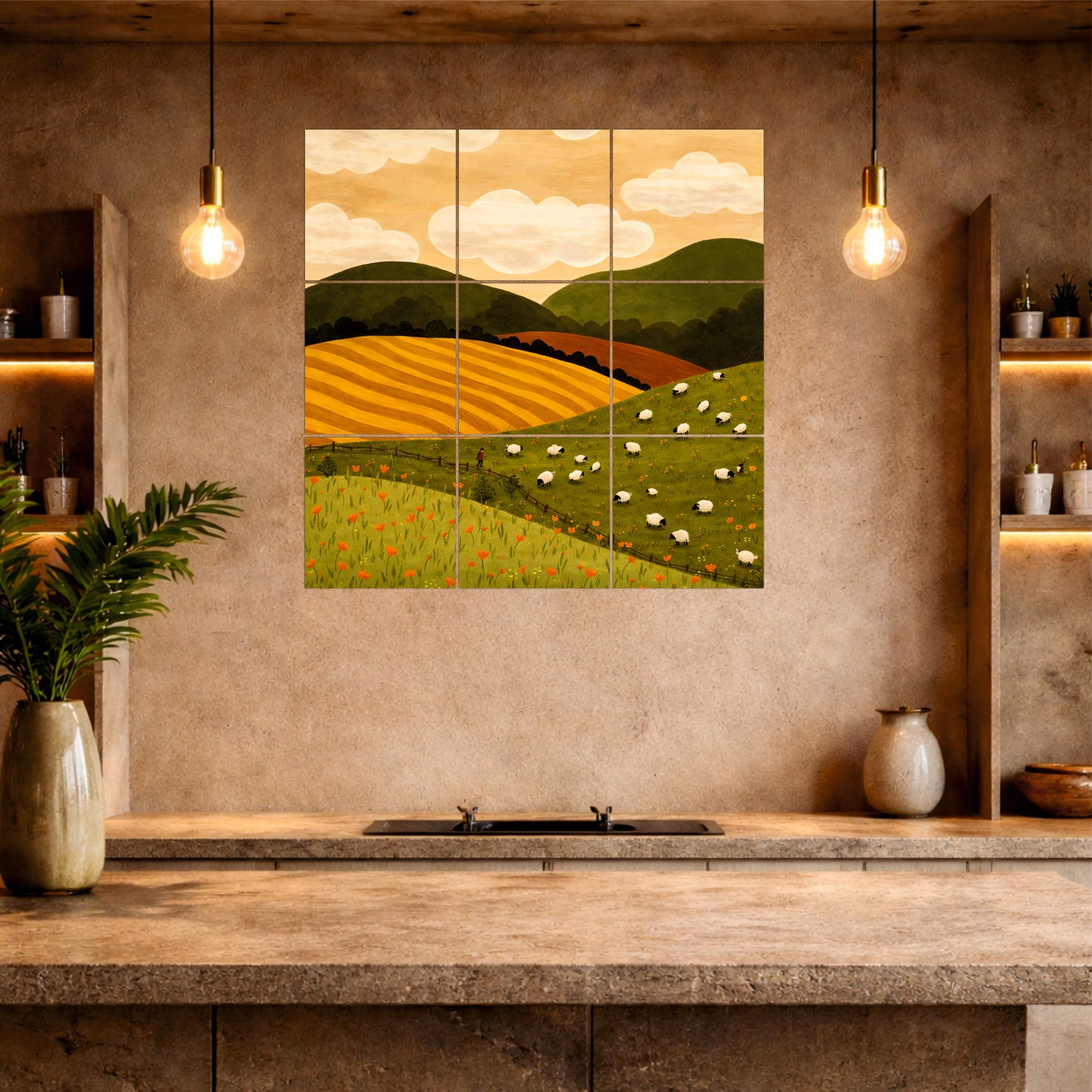 Countryside Meadow Wooden Wall Art