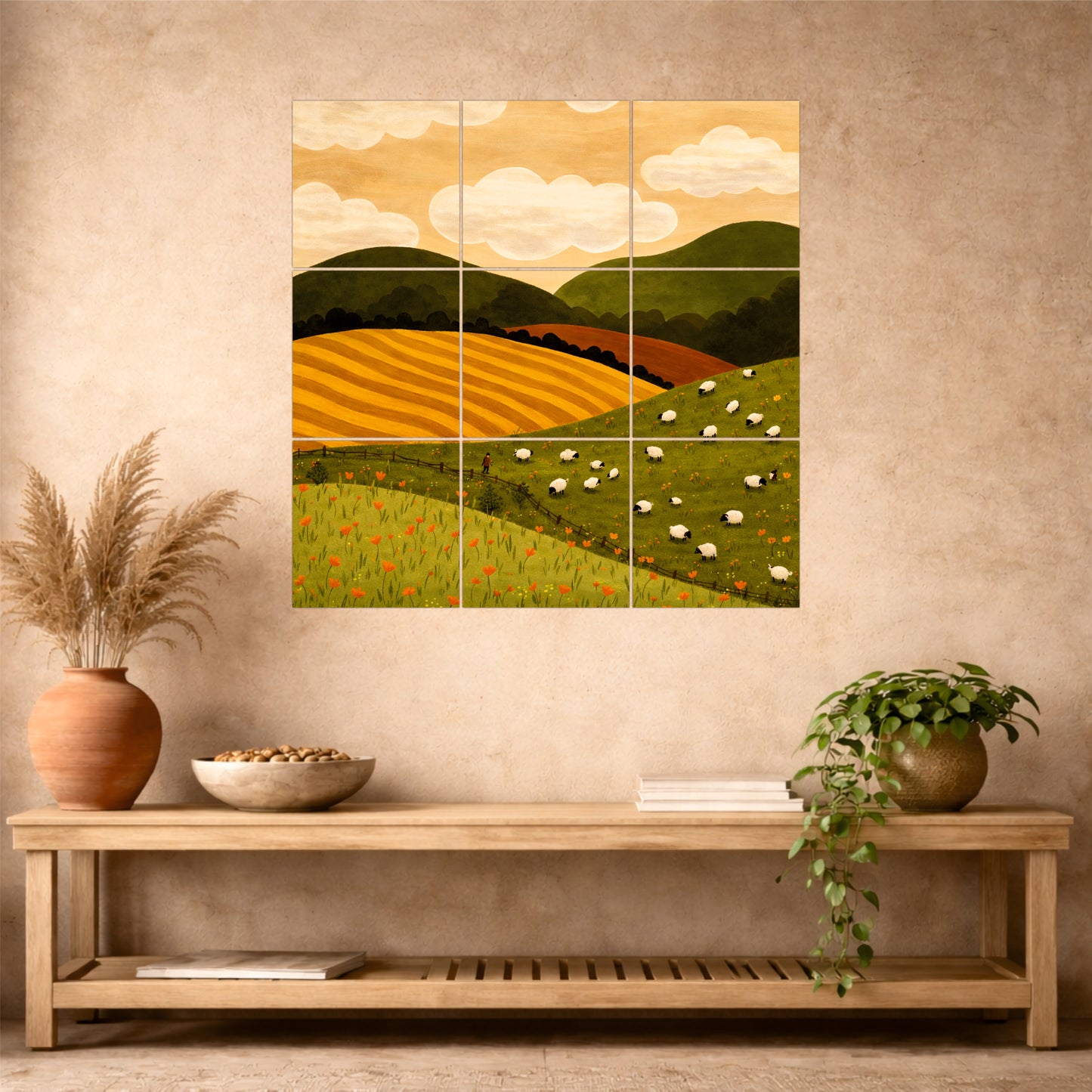 Countryside Meadow Wooden Wall Art