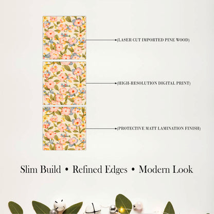 Vintage Floral Garden Wooden Wall Art
