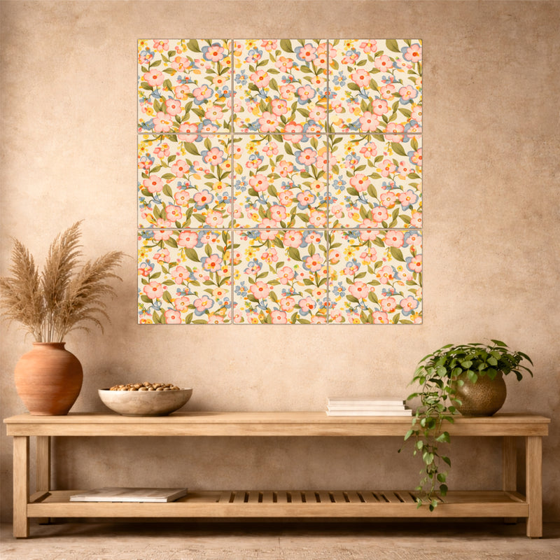 Vintage Floral Garden Wooden Wall Art