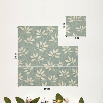 Minimal Sage Leaf Pattern Wooden Wall Art