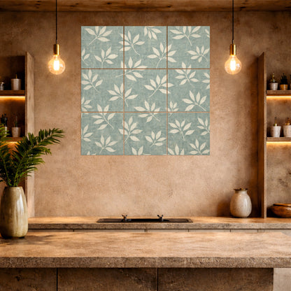 Minimal Sage Leaf Pattern Wooden Wall Art