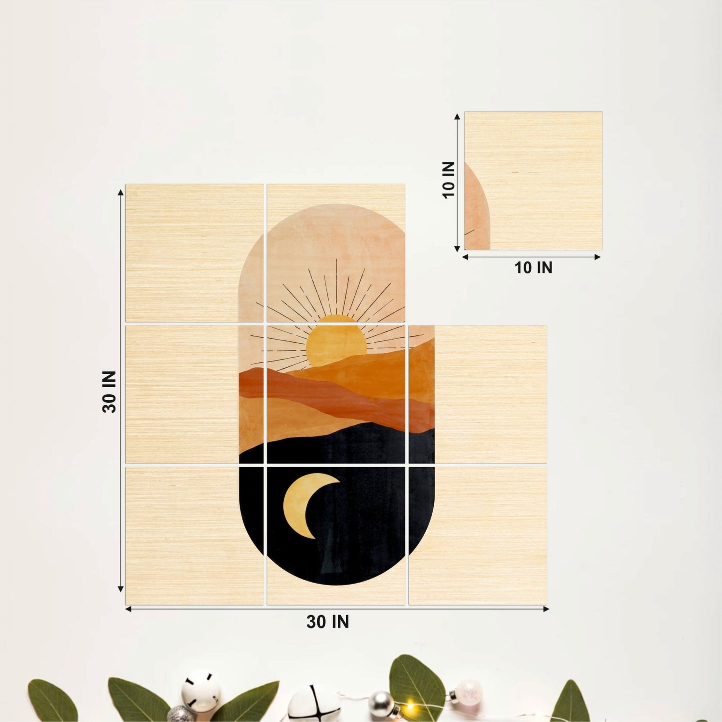 Abstract Sun & Moon Desert Wooden Wall Art