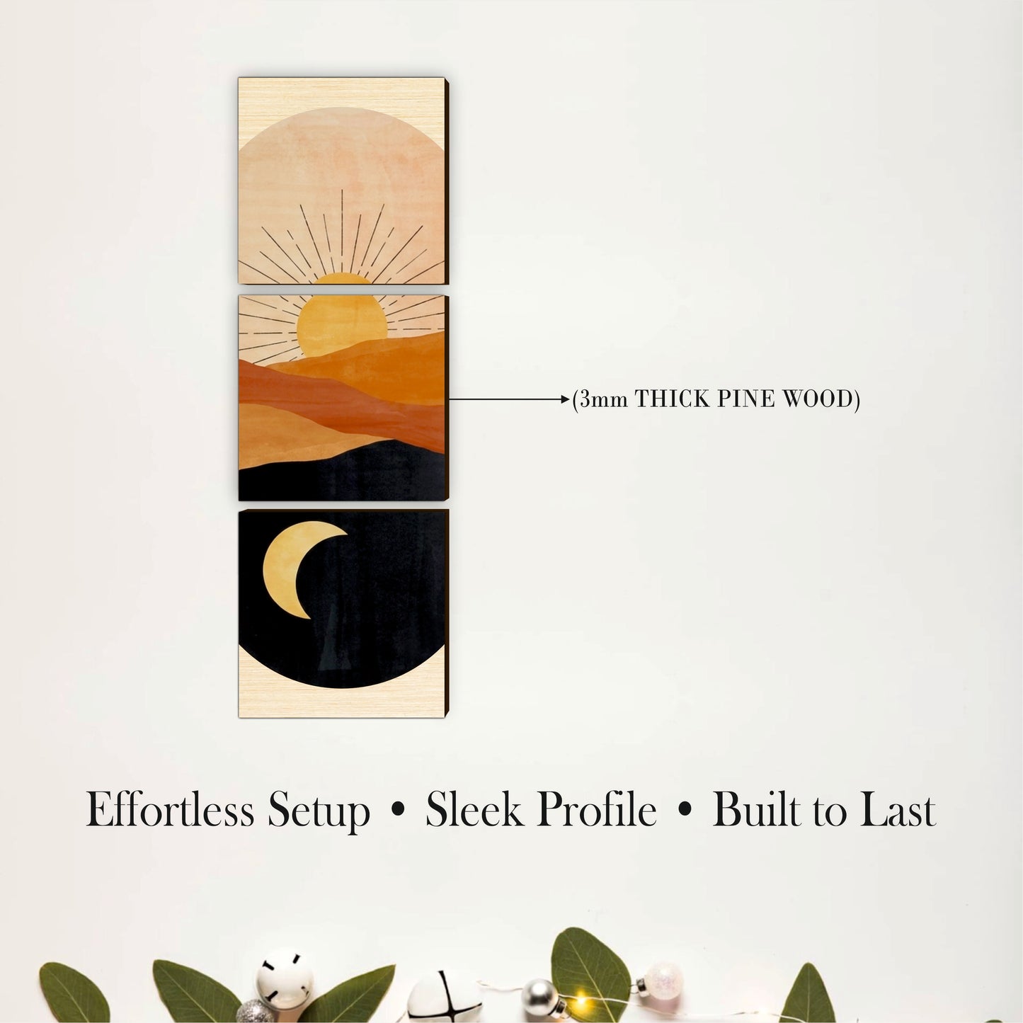 Abstract Sun & Moon Desert Wooden Wall Art