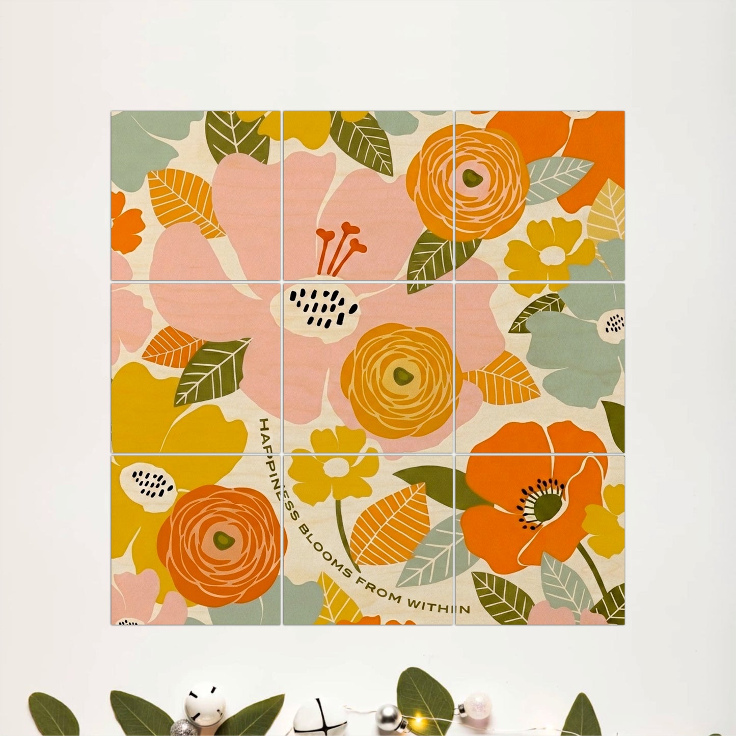 Abstract Floral Bouquet Wooden Wall Art