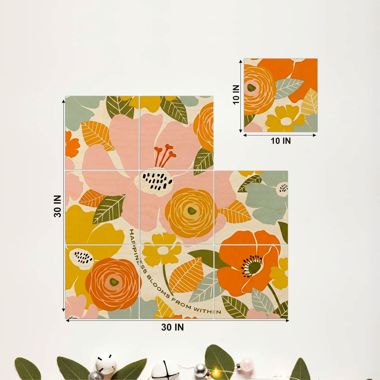 Abstract Floral Bouquet Wooden Wall Art