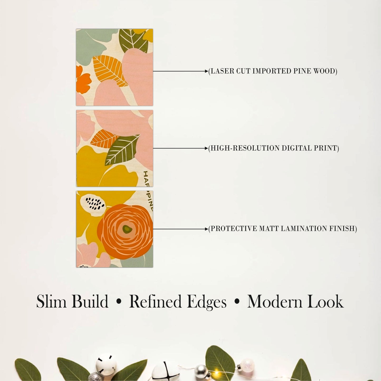 Abstract Floral Bouquet Wooden Wall Art