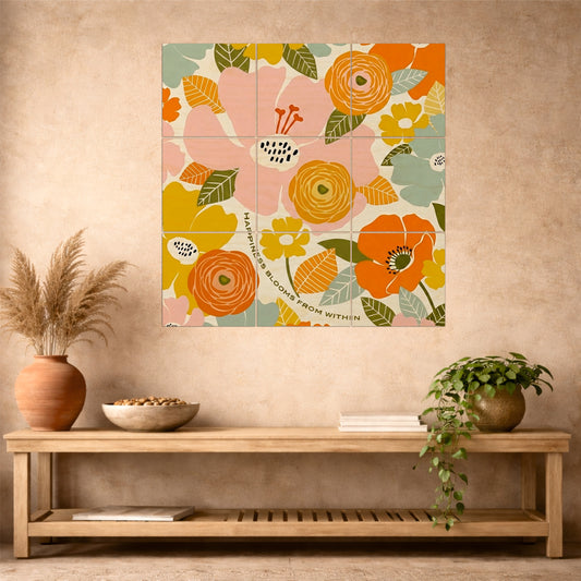Abstract Floral Bouquet Wooden Wall Art