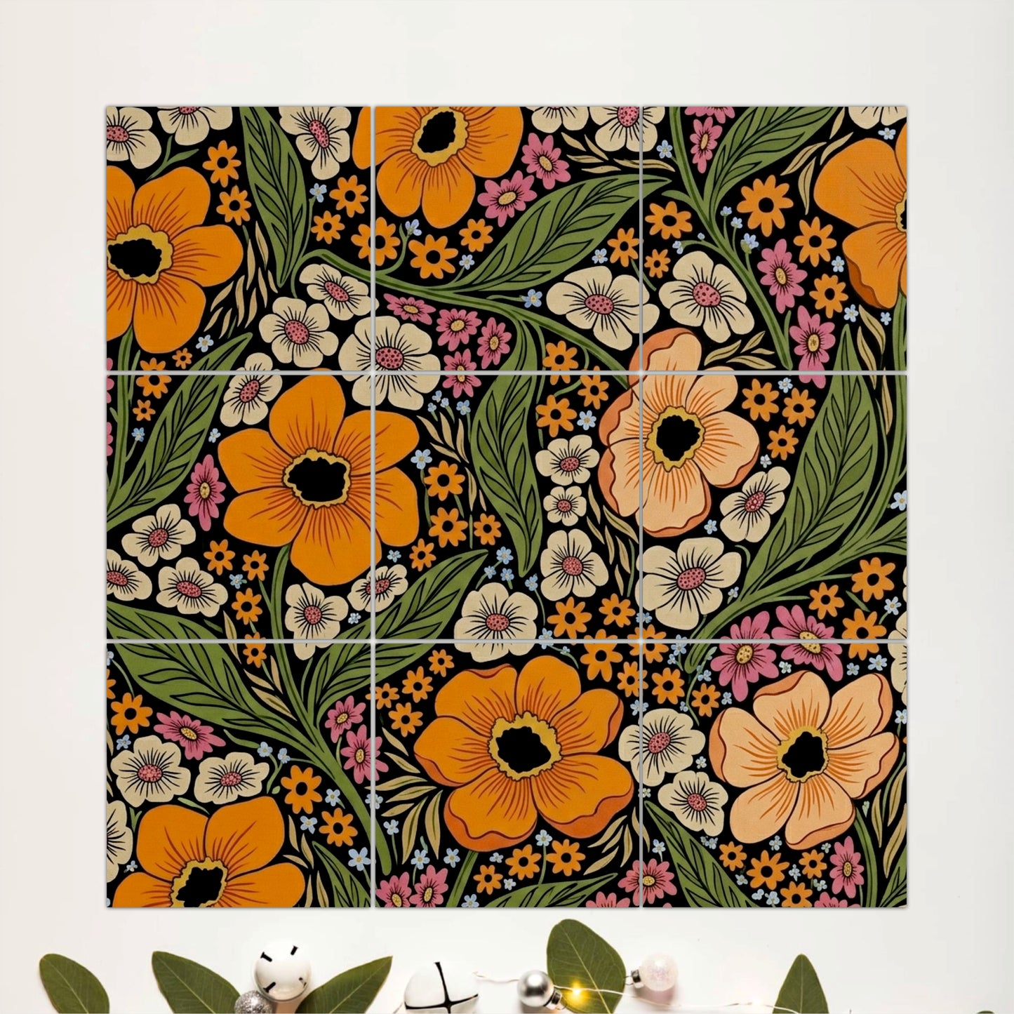 Retro Floral Pattern Wooden Wall Decor