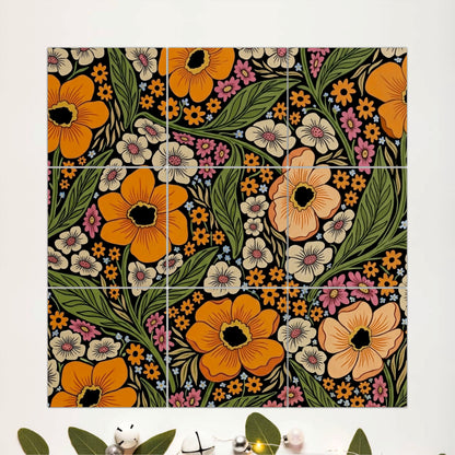 Retro Floral Pattern Wooden Wall Decor