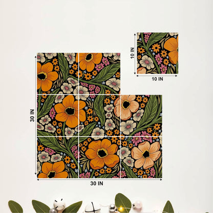 Retro Floral Pattern Wooden Wall Decor