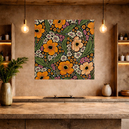 Retro Floral Pattern Wooden Wall Decor