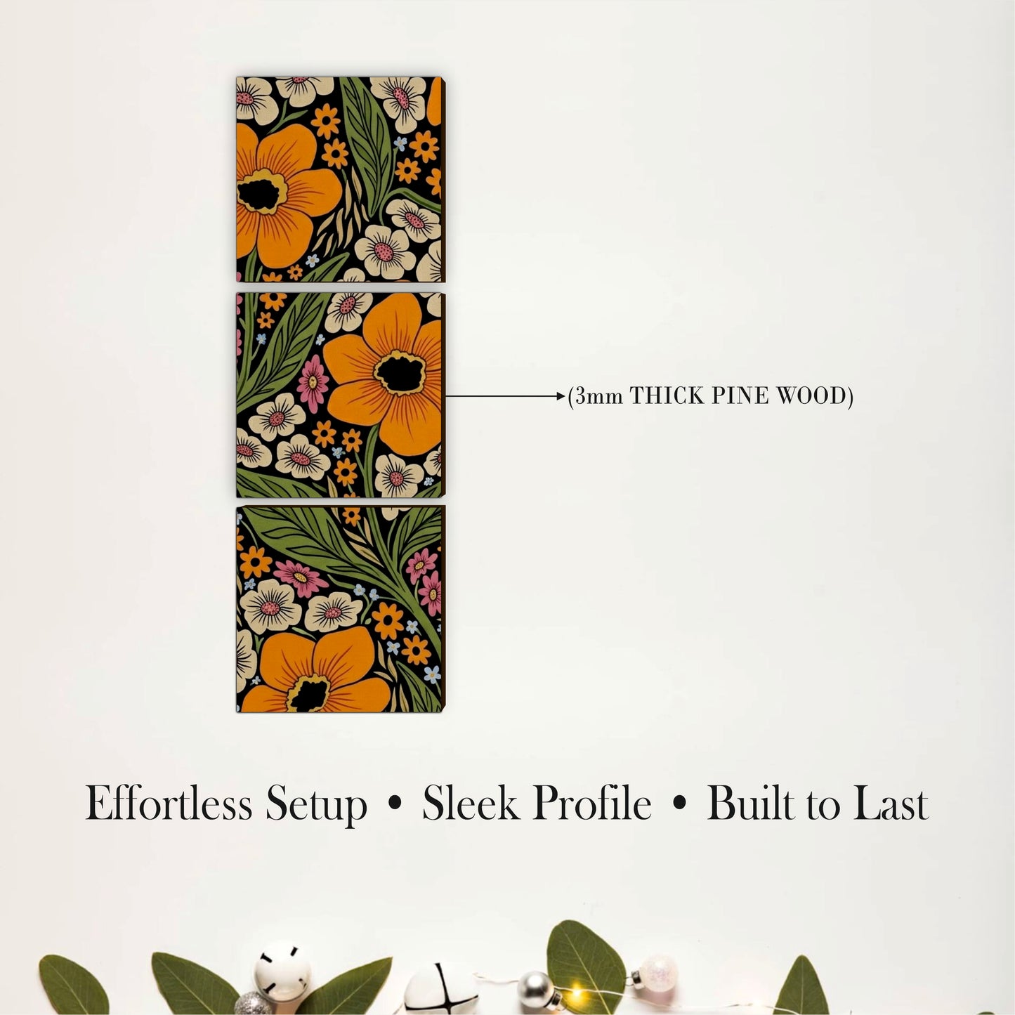 Retro Floral Pattern Wooden Wall Decor