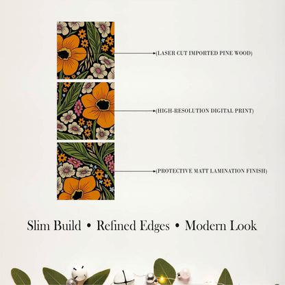 Retro Floral Pattern Wooden Wall Decor