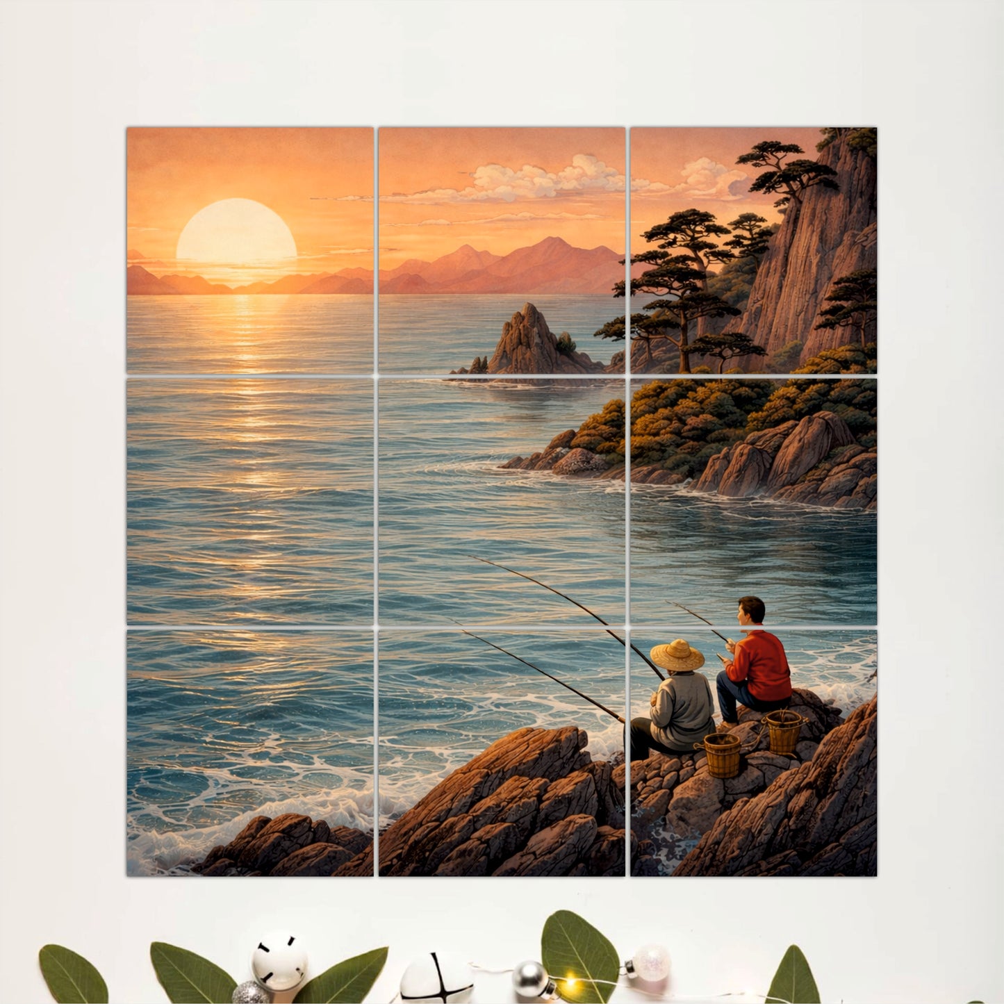 Fishing by the Coast Wooden Wall Art