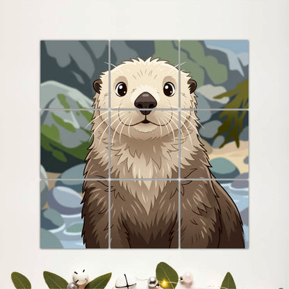 Cute Sea Otter Wooden Wall Art