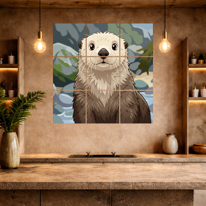 Cute Sea Otter Wooden Wall Art
