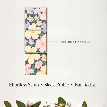Pastel Wildflower Garden Wooden Wall Art