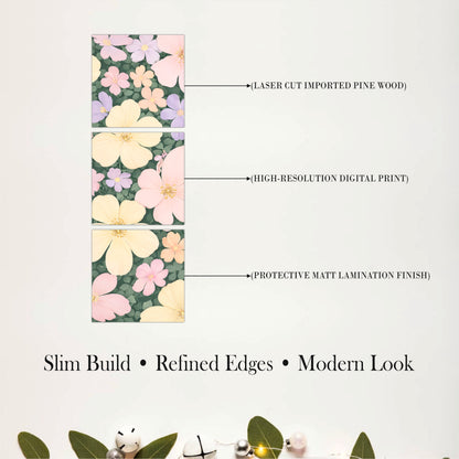 Pastel Wildflower Garden Wooden Wall Art