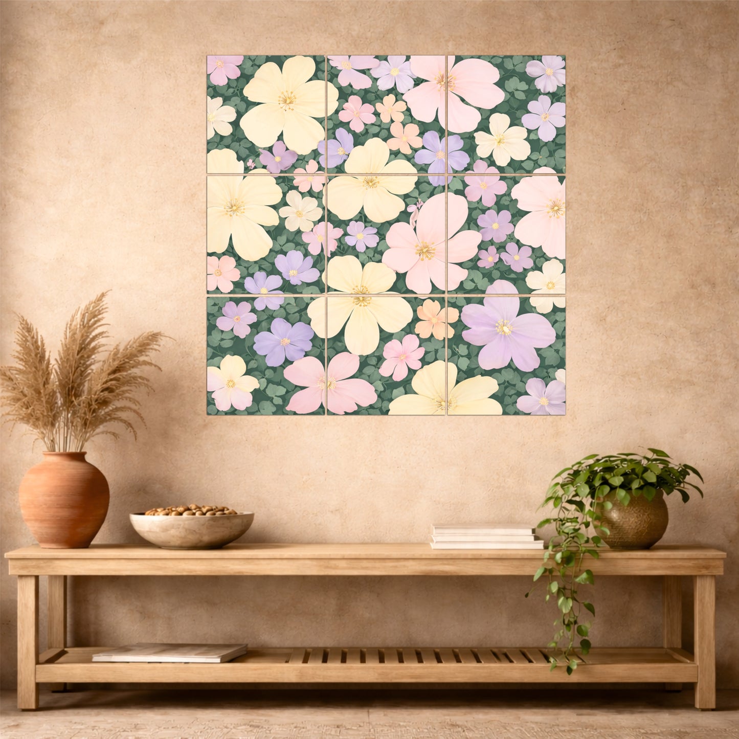 Pastel Wildflower Garden Wooden Wall Art
