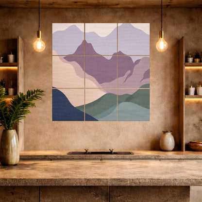 Abstract Pastel Mountain Wooden Wall Art