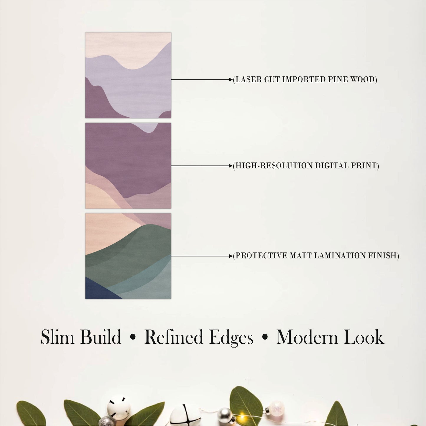 Abstract Pastel Mountain Wooden Wall Art