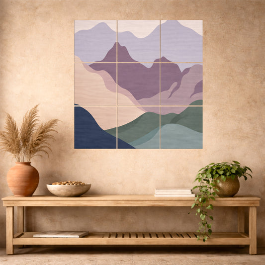 Abstract Pastel Mountain Wooden Wall Art