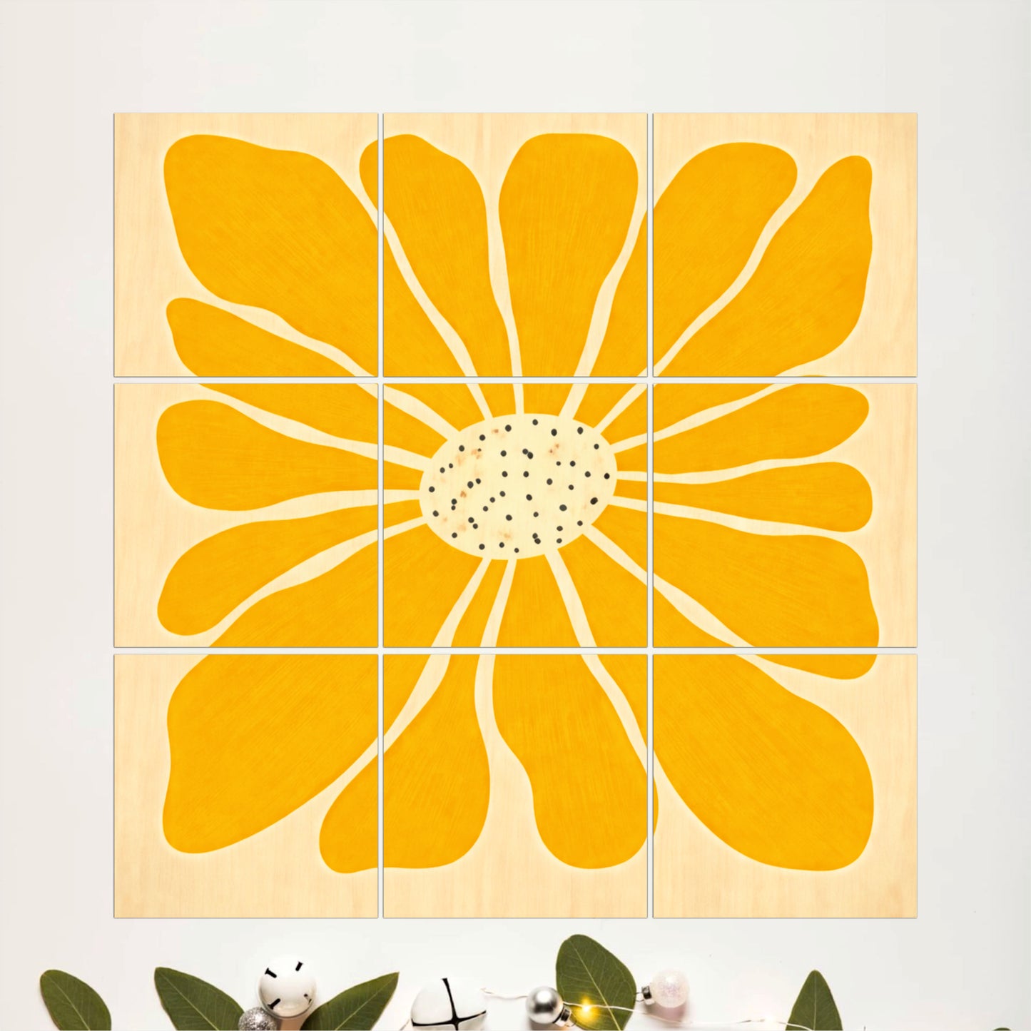 Bright Yellow Floral Wooden Wall Art