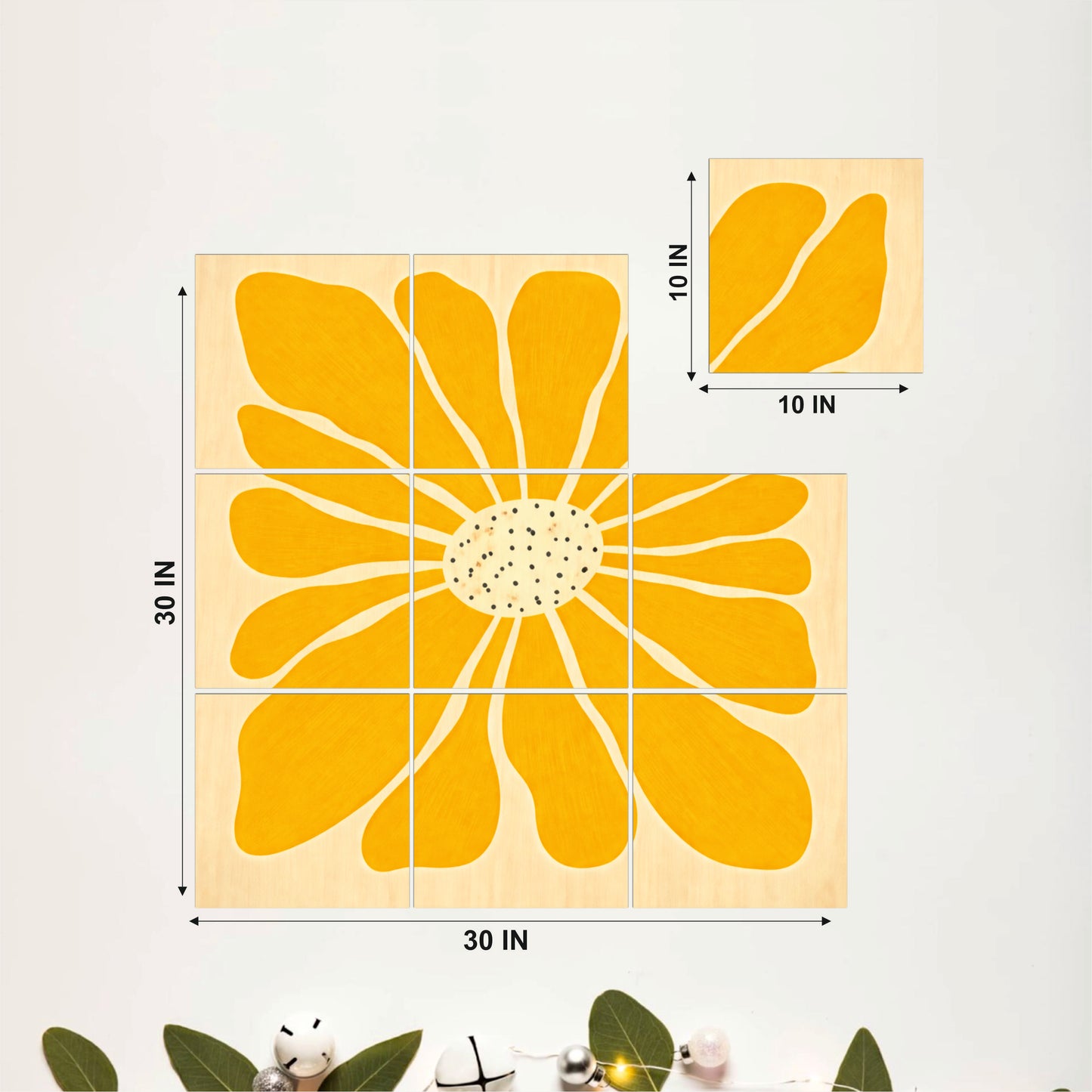 Bright Yellow Floral Wooden Wall Art