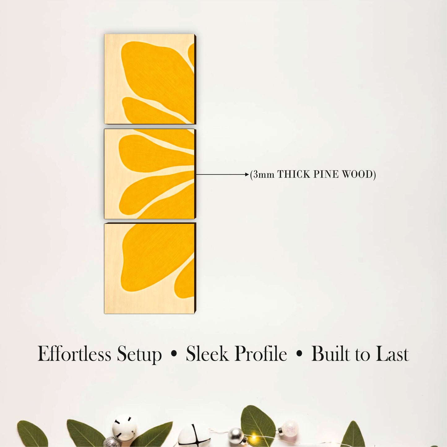 Bright Yellow Floral Wooden Wall Art