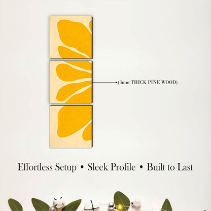 Bright Yellow Floral Wooden Wall Art