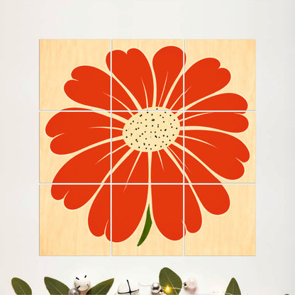Bold Red Floral Wooden Wall Art
