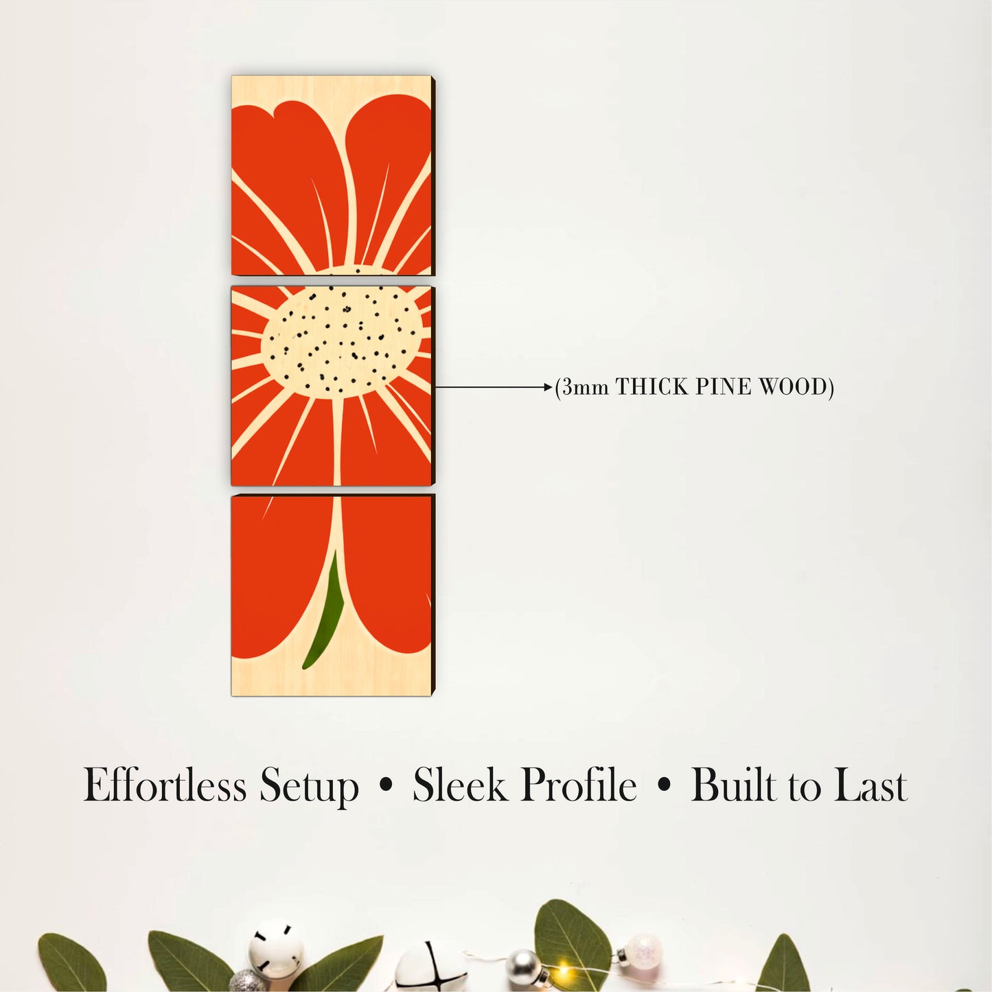 Bold Red Floral Wooden Wall Art