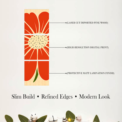 Bold Red Floral Wooden Wall Art