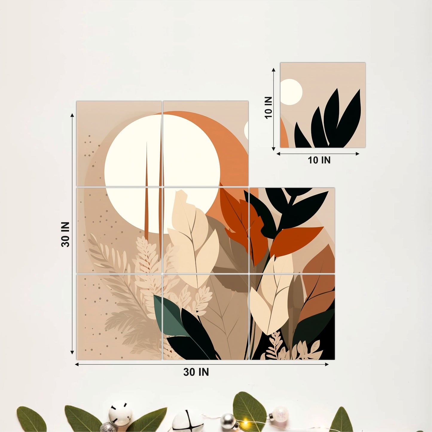 Minimal Tropical Leaves Wooden Wall Art