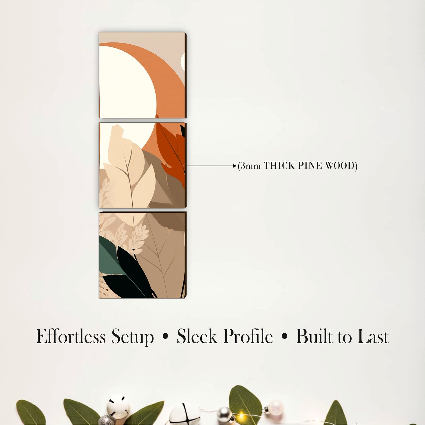Minimal Tropical Leaves Wooden Wall Art