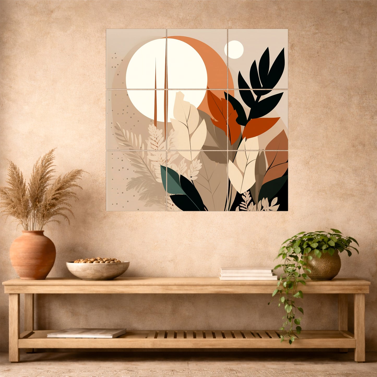 Minimal Tropical Leaves Wooden Wall Art