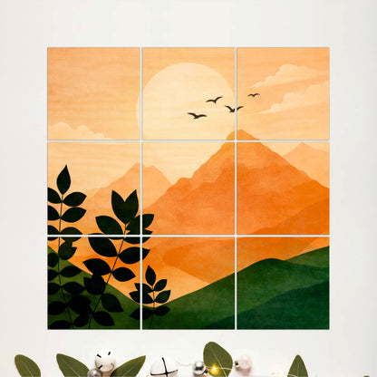 Golden Mountain Sunrise Wooden Wall Art