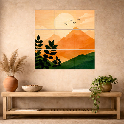 Golden Mountain Sunrise Wooden Wall Art