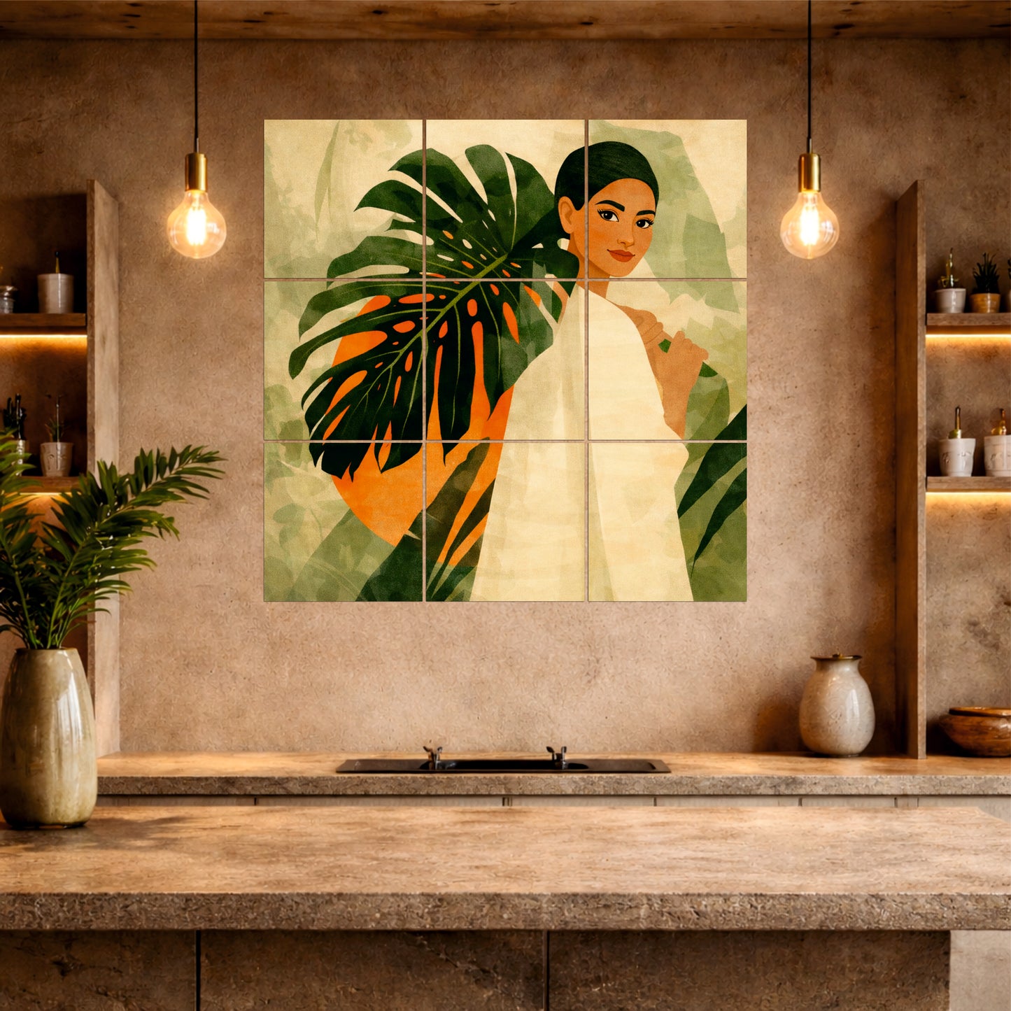 Tropical Monstera Portrait Wooden Wall Art