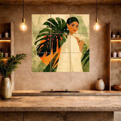 Tropical Monstera Portrait Wooden Wall Art