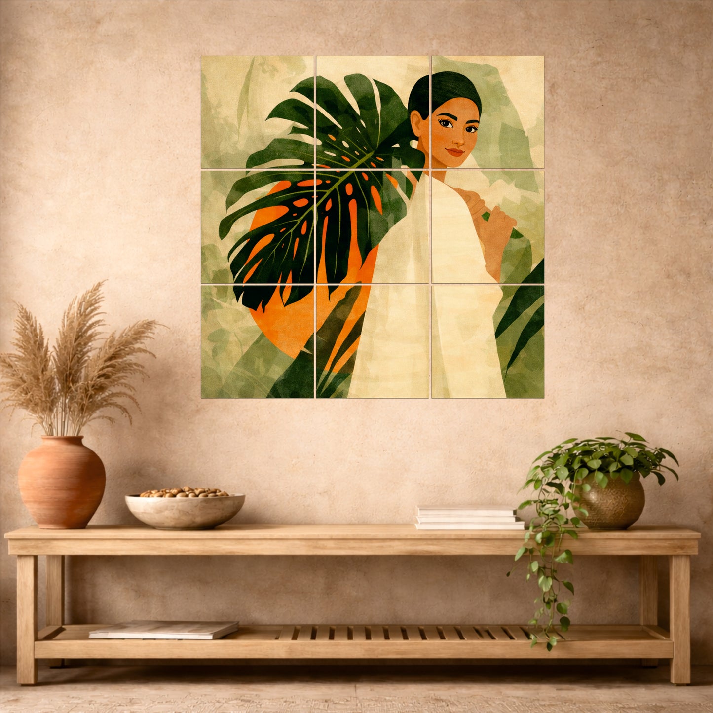 Tropical Monstera Portrait Wooden Wall Art