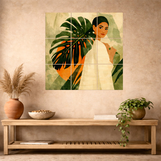 Tropical Monstera Portrait Wooden Wall Art