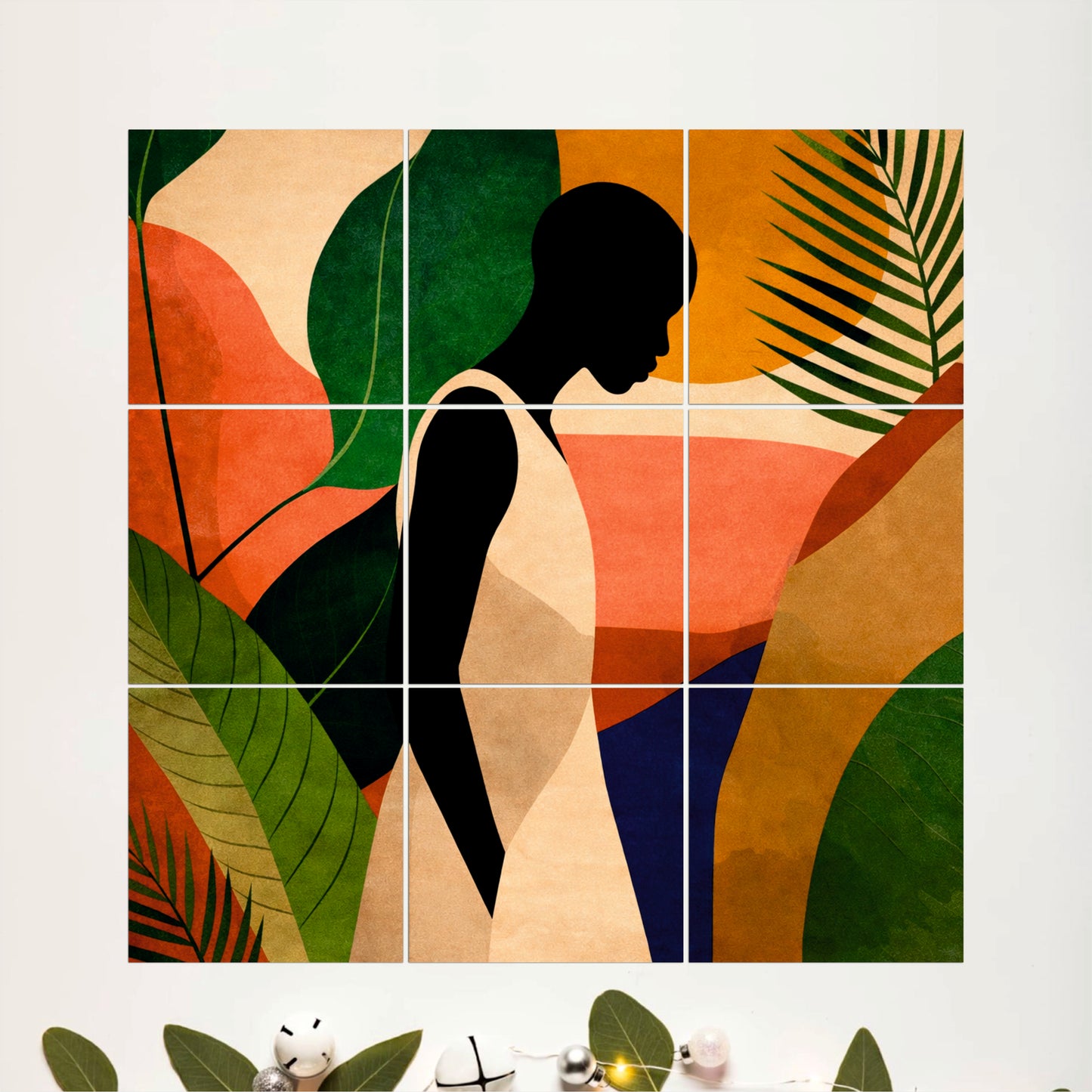 Abstract Botanical Silhouette Wooden Wall Art