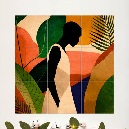 Abstract Botanical Silhouette Wooden Wall Art
