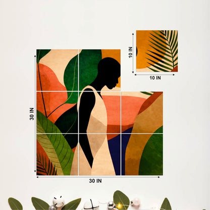 Abstract Botanical Silhouette Wooden Wall Art
